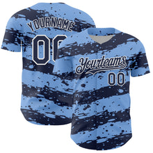 Charger l'image dans la galerie, Custom Light Blue Navy-White 3D Pattern Design Paint Splash Stripe Authentic Baseball Jersey
