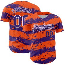Charger l'image dans la galerie, Custom Orange Purple-White 3D Pattern Design Paint Splash Stripe Authentic Baseball Jersey
