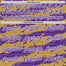 Charger l'image dans la galerie, Custom Old Gold Purple-White 3D Pattern Design Paint Splash Stripe Authentic Baseball Jersey
