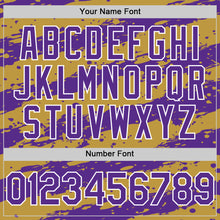 Charger l'image dans la galerie, Custom Old Gold Purple-White 3D Pattern Design Paint Splash Stripe Authentic Baseball Jersey
