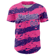 Charger l'image dans la galerie, Custom Pink Purple-White 3D Pattern Design Paint Splash Stripe Authentic Baseball Jersey
