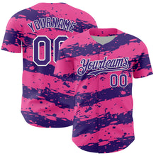 Charger l'image dans la galerie, Custom Pink Purple-White 3D Pattern Design Paint Splash Stripe Authentic Baseball Jersey
