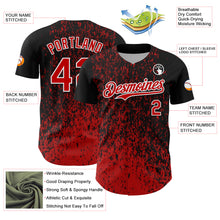Charger l'image dans la galerie, Custom Black Red-White 3D Pattern Design Abstract Fragment Splatter Authentic Baseball Jersey
