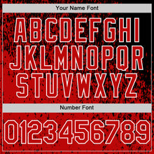 Charger l'image dans la galerie, Custom Black Red-White 3D Pattern Design Abstract Fragment Splatter Authentic Baseball Jersey
