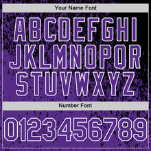 Charger l'image dans la galerie, Custom Black Purple-White 3D Pattern Design Abstract Fragment Splatter Authentic Baseball Jersey
