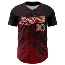 Load image into Gallery viewer, Custom Black Crimson-Cream 3D Pattern Design Abstract Fragment Splatter Authentic Baseball Jersey
