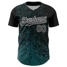Laden Sie das Bild in den Galerie-Viewer, Custom Black Midnight Green-White 3D Pattern Design Abstract Fragment Splatter Authentic Baseball Jersey
