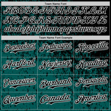 Laden Sie das Bild in den Galerie-Viewer, Custom Black Midnight Green-White 3D Pattern Design Abstract Fragment Splatter Authentic Baseball Jersey
