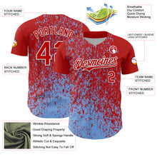 Charger l'image dans la galerie, Custom Red Light Blue-White 3D Pattern Design Abstract Fragment Splatter Authentic Baseball Jersey
