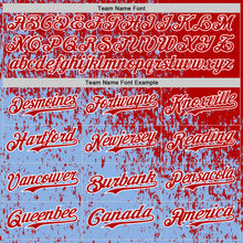 Charger l'image dans la galerie, Custom Red Light Blue-White 3D Pattern Design Abstract Fragment Splatter Authentic Baseball Jersey
