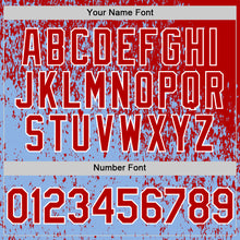 Charger l'image dans la galerie, Custom Red Light Blue-White 3D Pattern Design Abstract Fragment Splatter Authentic Baseball Jersey
