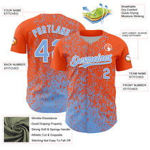 Charger l'image dans la galerie, Custom Orange Light Blue-White 3D Pattern Design Abstract Fragment Splatter Authentic Baseball Jersey
