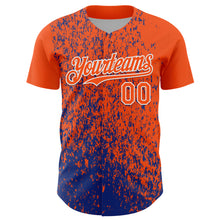 Charger l'image dans la galerie, Custom Orange Royal-White 3D Pattern Design Abstract Fragment Splatter Authentic Baseball Jersey
