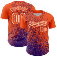 Charger l'image dans la galerie, Custom Orange Purple-White 3D Pattern Design Abstract Fragment Splatter Authentic Baseball Jersey
