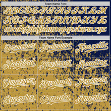Charger l'image dans la galerie, Custom Navy Old Gold-White 3D Pattern Design Abstract Fragment Splatter Authentic Baseball Jersey
