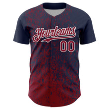 Charger l'image dans la galerie, Custom Navy Crimson-White 3D Pattern Design Abstract Fragment Splatter Authentic Baseball Jersey
