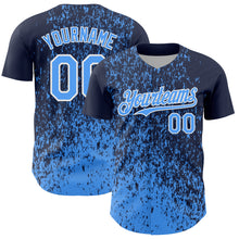 Charger l'image dans la galerie, Custom Navy Electric Blue-White 3D Pattern Design Abstract Fragment Splatter Authentic Baseball Jersey
