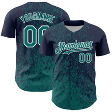 Charger l'image dans la galerie, Custom Navy Teal-White 3D Pattern Design Abstract Fragment Splatter Authentic Baseball Jersey
