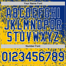 Загрузить изображение в средство просмотра галереи, Custom Royal Yellow-White 3D Pattern Design Abstract Fragment Splatter Authentic Baseball Jersey
