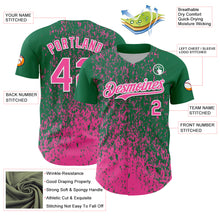 Laden Sie das Bild in den Galerie-Viewer, Custom Kelly Green Pink-White 3D Pattern Design Abstract Fragment Splatter Authentic Baseball Jersey

