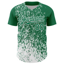 Laden Sie das Bild in den Galerie-Viewer, Custom Kelly Green White 3D Pattern Design Abstract Fragment Splatter Authentic Baseball Jersey
