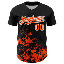Load image into Gallery viewer, Custom Black Orange-White Splatter Authentic Baseball Jersey
