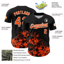Load image into Gallery viewer, Custom Black Orange-White Splatter Authentic Baseball Jersey
