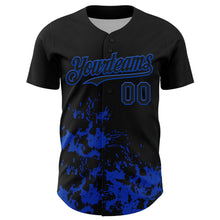 Load image into Gallery viewer, Custom Black Thunder Blue Splatter Authentic Baseball Jersey
