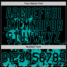 Load image into Gallery viewer, Custom Black Aqua Splatter Authentic Baseball Jersey
