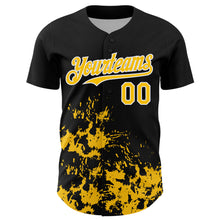 Load image into Gallery viewer, Custom Black Yellow-White Splatter Authentic Baseball Jersey
