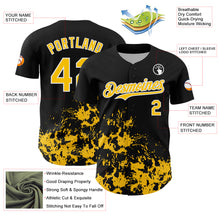 Load image into Gallery viewer, Custom Black Yellow-White Splatter Authentic Baseball Jersey
