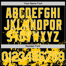 Load image into Gallery viewer, Custom Black Yellow-White Splatter Authentic Baseball Jersey
