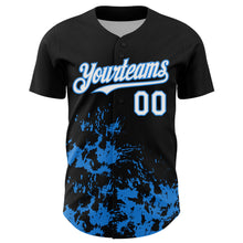 Charger l'image dans la galerie, Custom Black White-Powder Blue Splatter Authentic Baseball Jersey
