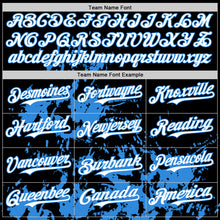 Charger l'image dans la galerie, Custom Black White-Powder Blue Splatter Authentic Baseball Jersey
