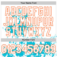 Charger l'image dans la galerie, Custom White Orange-Lakes Blue Splatter Authentic Baseball Jersey
