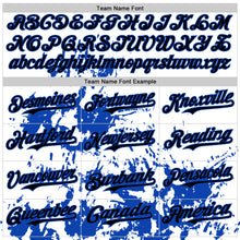 Charger l'image dans la galerie, Custom White Black-Thunder Blue Splatter Authentic Baseball Jersey
