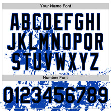 Charger l'image dans la galerie, Custom White Black-Thunder Blue Splatter Authentic Baseball Jersey
