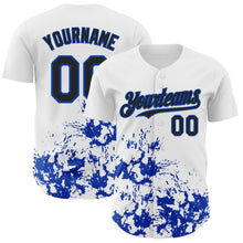 Charger l'image dans la galerie, Custom White Black-Thunder Blue Splatter Authentic Baseball Jersey
