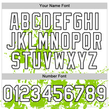 Charger l'image dans la galerie, Custom White Black-Neon Green Splatter Authentic Baseball Jersey
