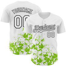 Charger l'image dans la galerie, Custom White Black-Neon Green Splatter Authentic Baseball Jersey
