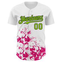 Charger l'image dans la galerie, Custom White Neon Green Black-Pink Splatter Authentic Baseball Jersey
