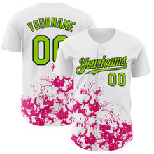 Charger l'image dans la galerie, Custom White Neon Green Black-Pink Splatter Authentic Baseball Jersey
