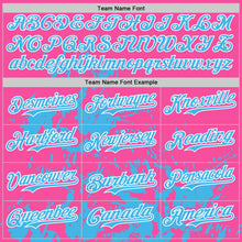 Charger l'image dans la galerie, Custom Pink Sky Blue-White Splatter Authentic Baseball Jersey
