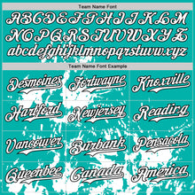 Load image into Gallery viewer, Custom Aqua White-Black Splatter Authentic Baseball Jersey
