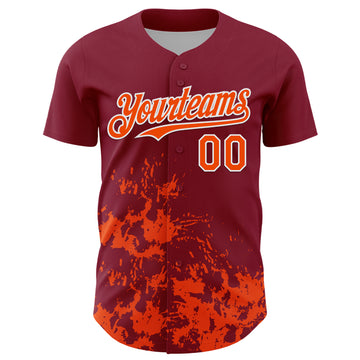 Custom Crimson Orange-White Splatter Authentic Baseball Jersey
