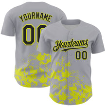 Charger l'image dans la galerie, Custom Gray Black-Neon Yellow Splatter Authentic Baseball Jersey
