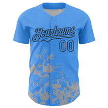 Load image into Gallery viewer, Custom Powder Blue Black-Gray Splatter Authentic Baseball Jersey
