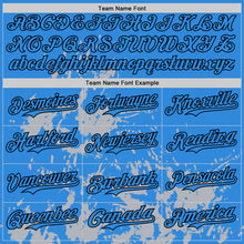 Load image into Gallery viewer, Custom Powder Blue Black-Gray Splatter Authentic Baseball Jersey
