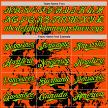 Load image into Gallery viewer, Custom Orange Neon Green-Black Splatter Authentic Baseball Jersey
