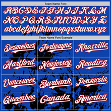Charger l'image dans la galerie, Custom Thunder Blue White Red-Black Splatter Authentic Baseball Jersey
